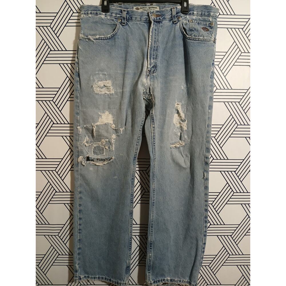 Harley Davidson Mens Super Distressed Jeans Size 38